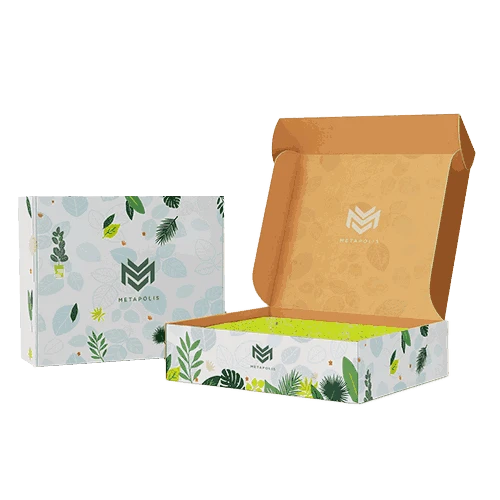 Full colour printed mailer boxes produced from white corrugated card for luxury look